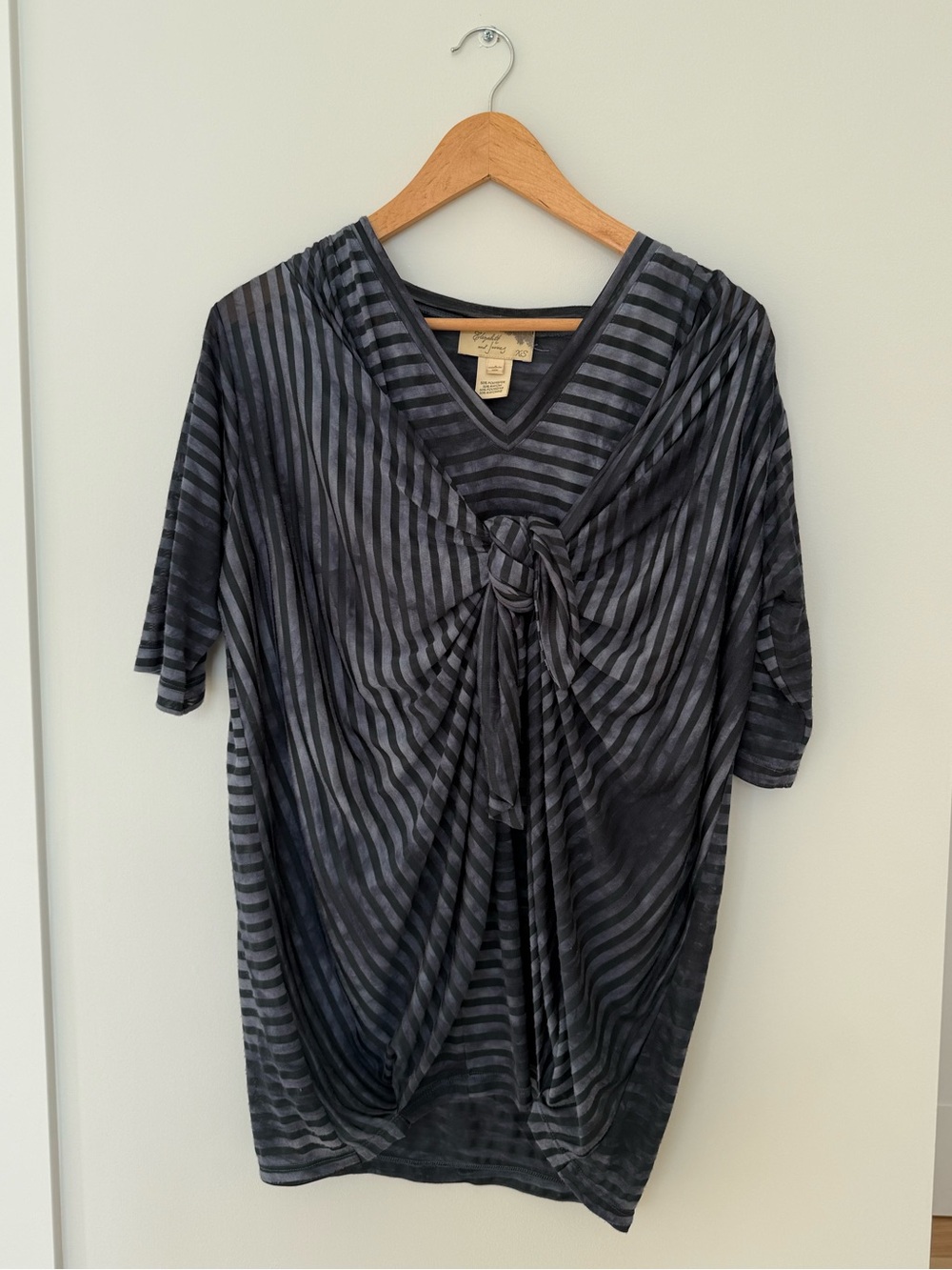 Elizabeth and James Striped Sheer Knot-Front Top